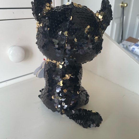 TY Flippables Sequin Plush - JINX the Black Cat with Pumpkin (6 inch) - MWMTs - Picture 5 of 8